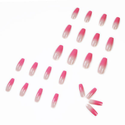 Berry Color Gradient Long Ballet Wear Finished Nail Beauty Fake Nails