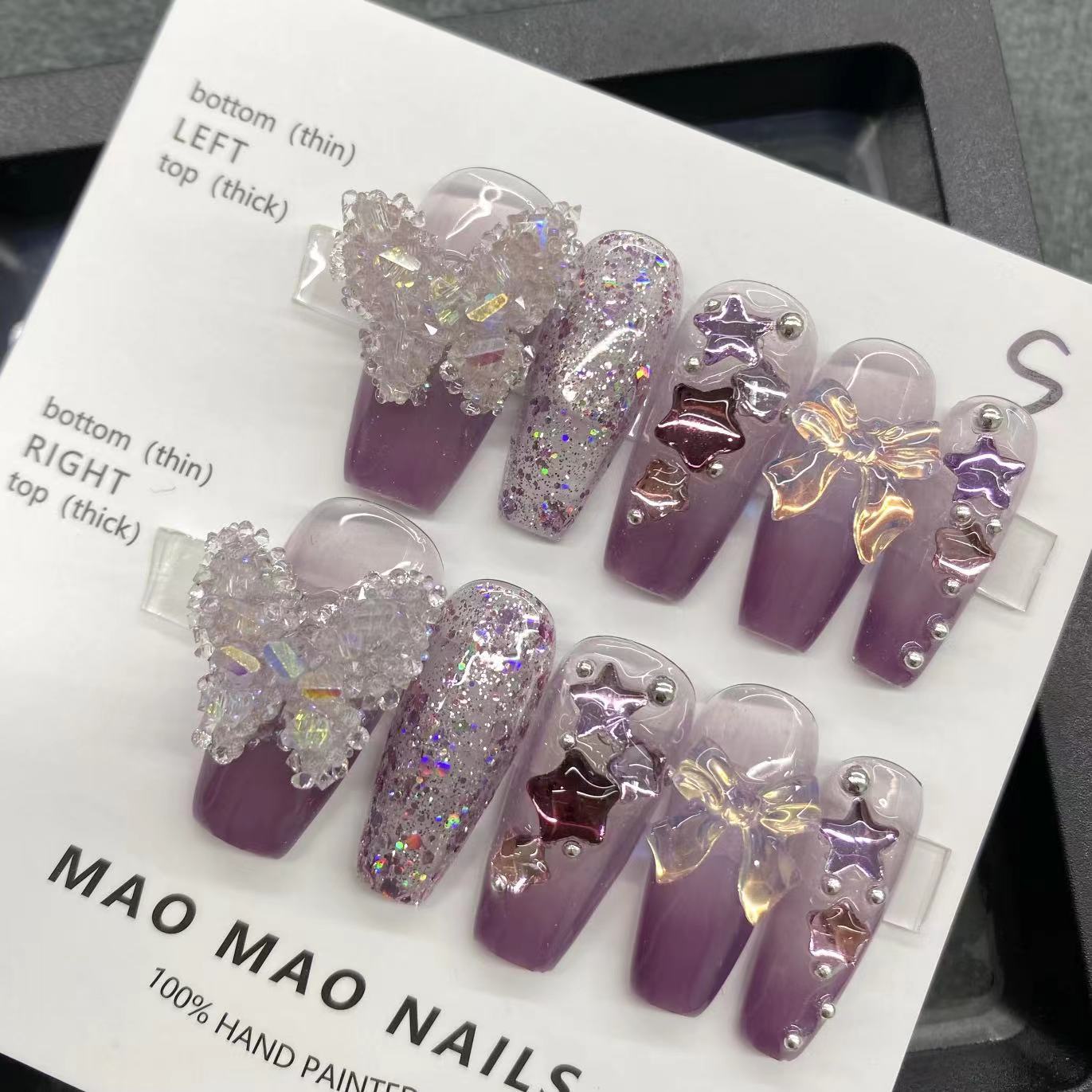 Pure Hand-worn Amethyst Butterfly Nail Stickers