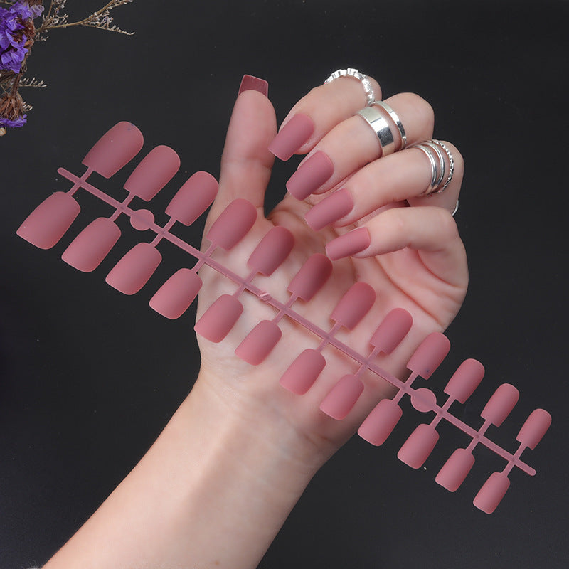 Solid Color Long Square Head Frosted Nail Stickers