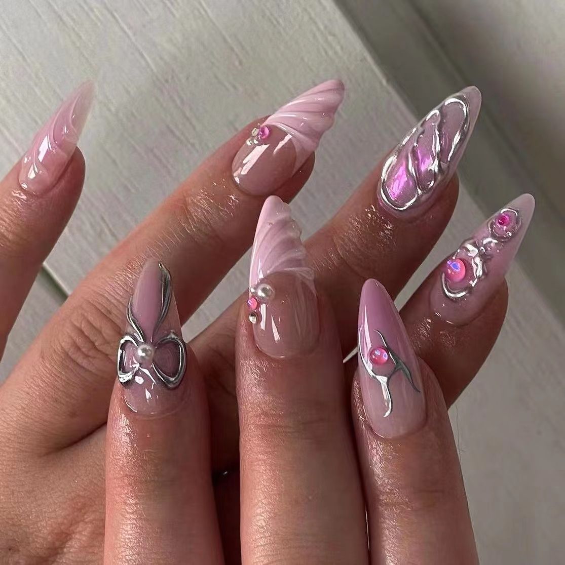 3D Three-dimensional Popular Rhinestone Relief Fake Nails