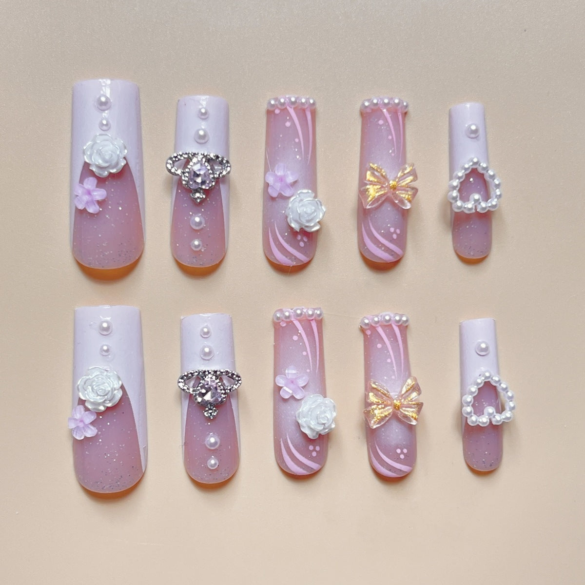 Rectangular Diamond Multi-diamond Press Fake Nails