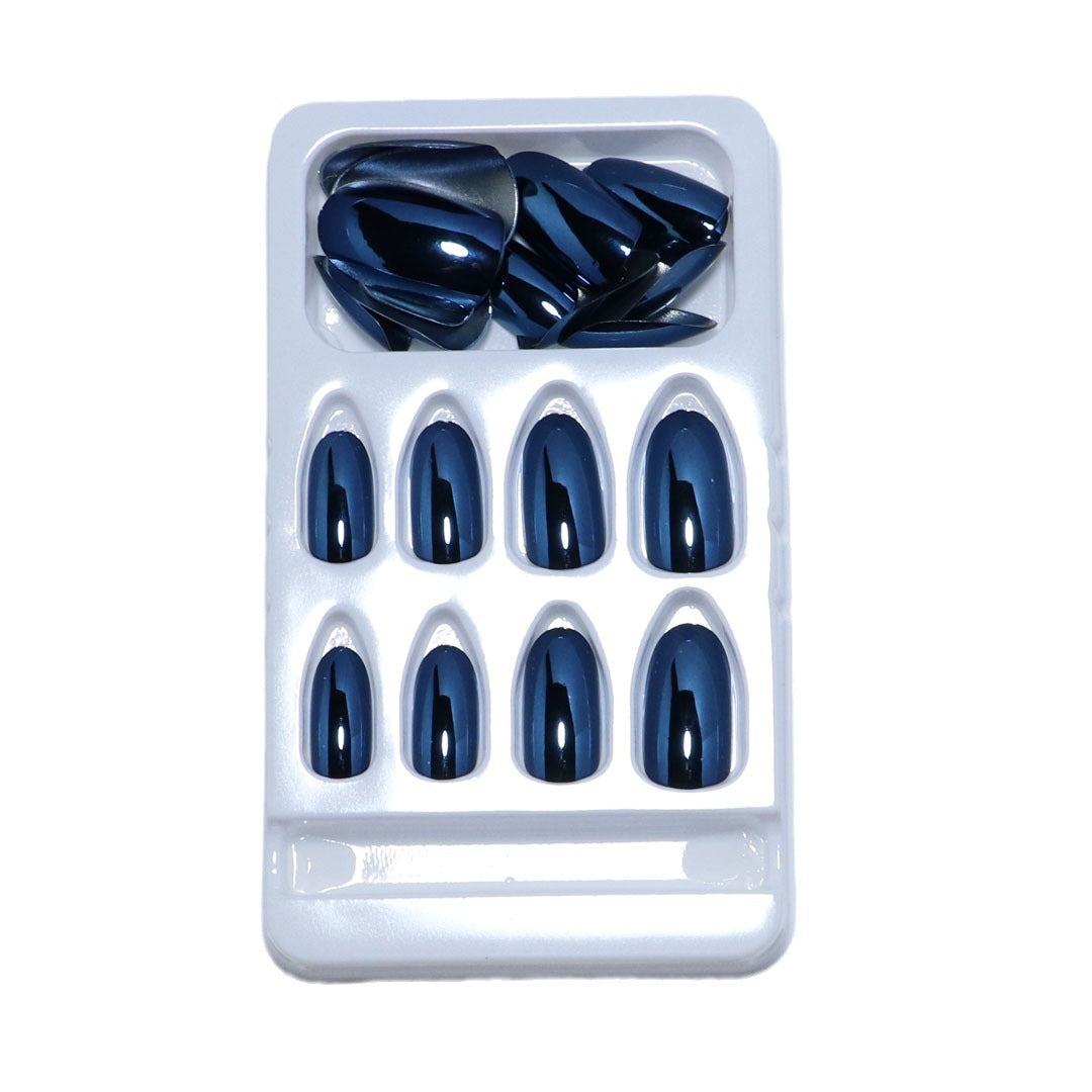 Electroplating Fake Nails Blue Wearable Removable