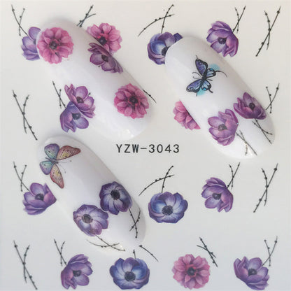 Spring New Butterfly Flower Cross Border Watermark Nail Stickers Nail Stickers Wholesale