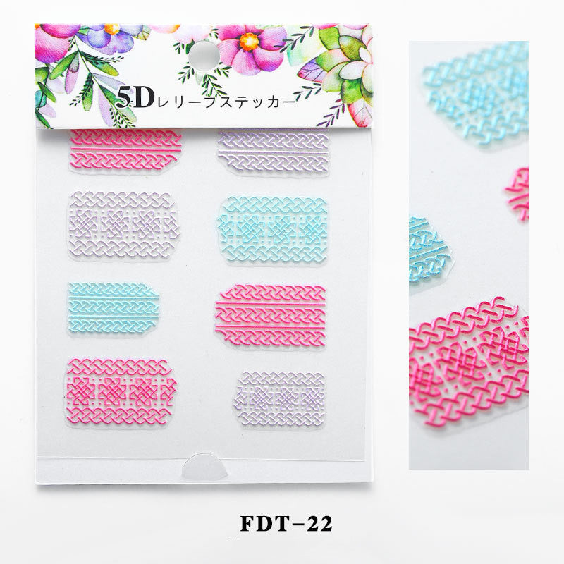 Flower series relief nail stickers