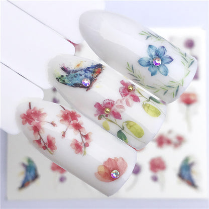 Floral butterfly nail stickers dream catcher nail watermark decal jewelry