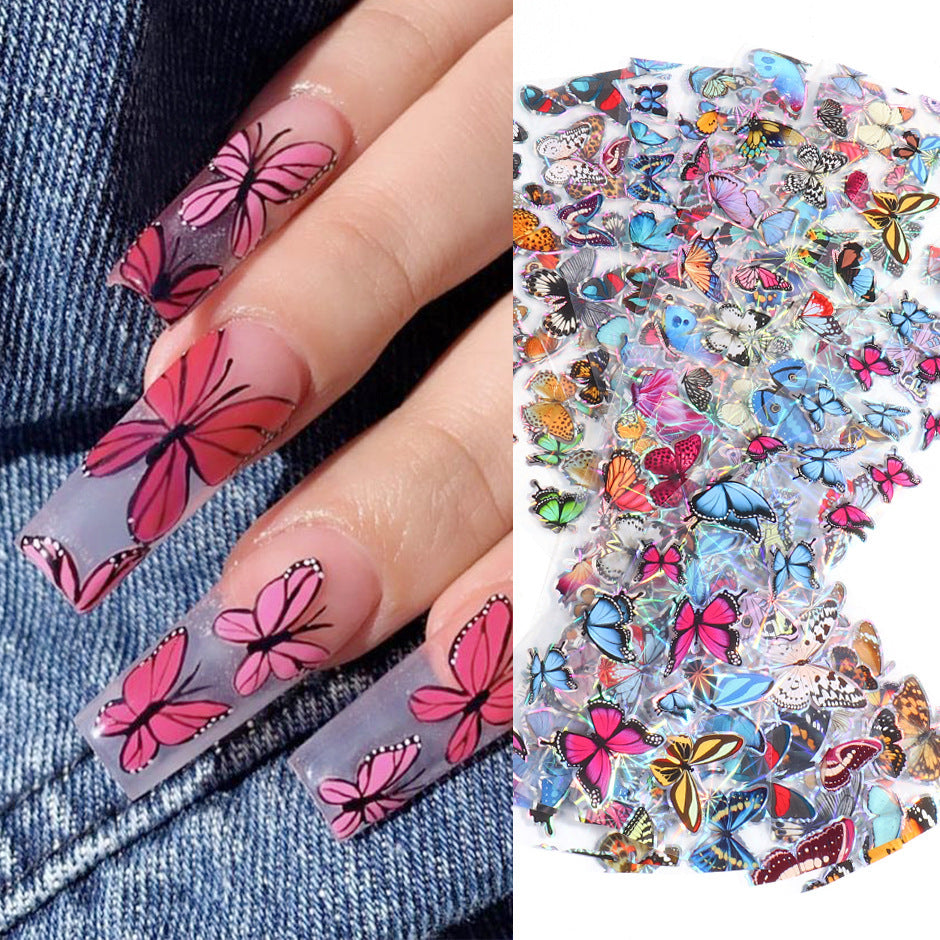 Nail Art 10 Color Laser Butterfly Nail Star Transfer Stickers