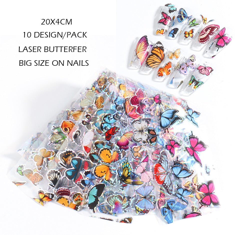 Nail Art 10 Color Laser Butterfly Nail Star Transfer Stickers