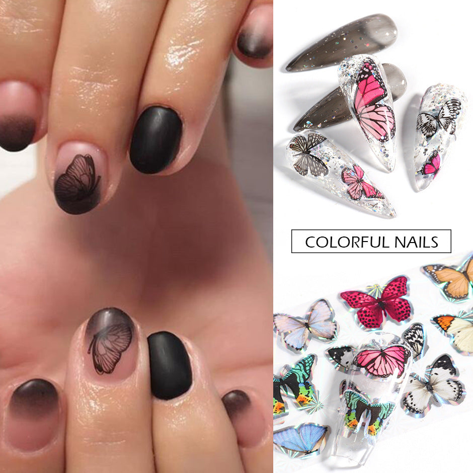 Nail Art 10 Color Laser Butterfly Nail Star Transfer Stickers