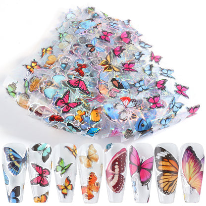 Nail Art 10 Color Laser Butterfly Nail Star Transfer Stickers