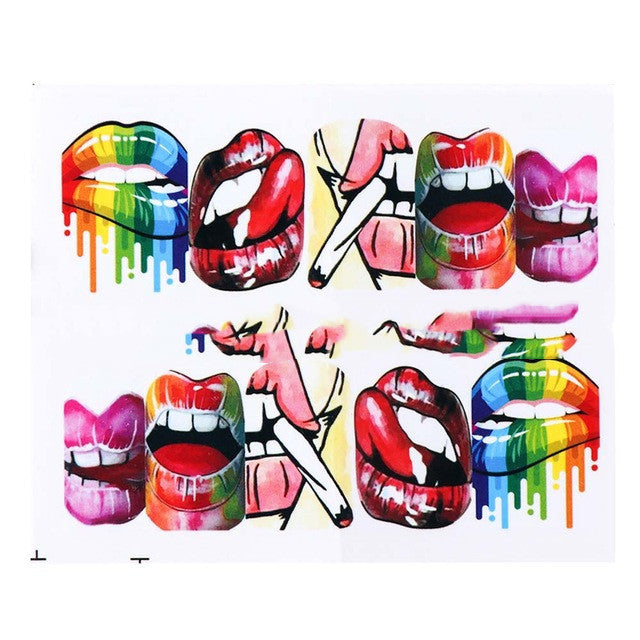 Cross-Border Sources Of Nail Art Watermark Stickers European Style Sexy Red Lips And Tongue Beauty Pattern Nail Water Transfer Stickers Nail