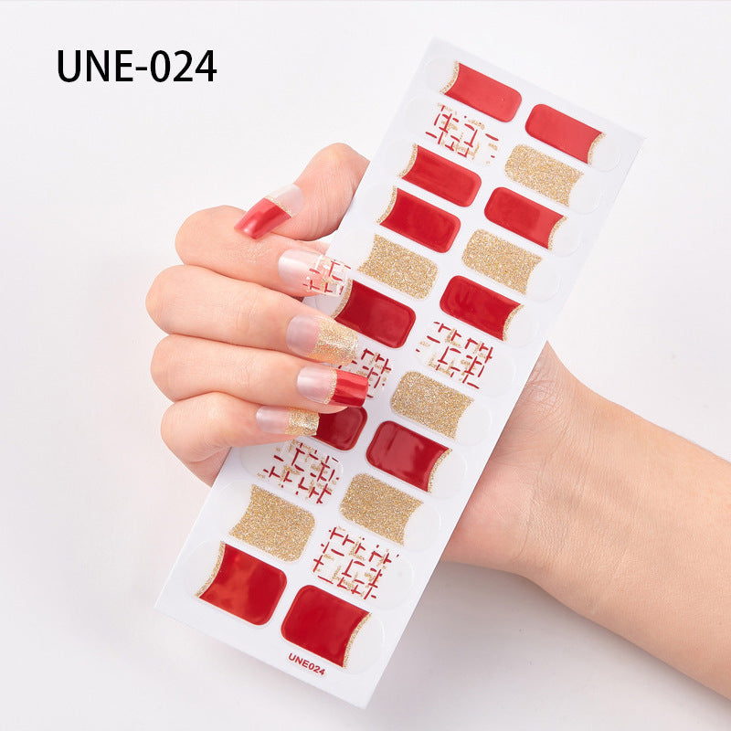 French Style European And American Style Cross-Border Nail Stickers Waterproof And Tearable 3D Christmas Nail Polish Film Nail Stickers Full Stickers 22 Tips