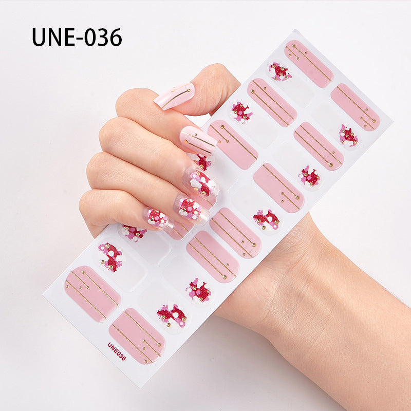 French Style European And American Style Cross-Border Nail Stickers Waterproof And Tearable 3D Christmas Nail Polish Film Nail Stickers Full Stickers 22 Tips