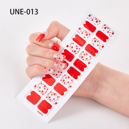 French Style European And American Style Cross-Border Nail Stickers Waterproof And Tearable 3D Christmas Nail Polish Film Nail Stickers Full Stickers 22 Tips