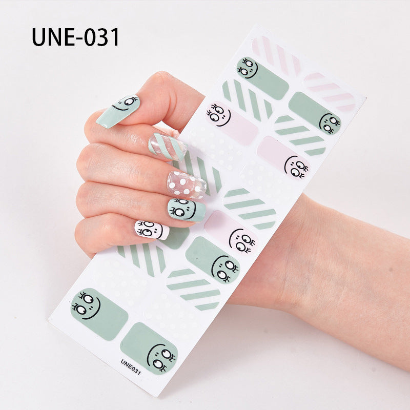 French Style European And American Style Cross-Border Nail Stickers Waterproof And Tearable 3D Christmas Nail Polish Film Nail Stickers Full Stickers 22 Tips