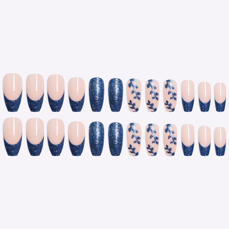 Blue Onion Pink Fake Nails Ballet Nail Coffin Nail French Manicure Fully Wearable Finished Nail Piece Boxed