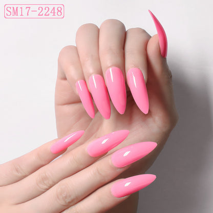 Long Pointed False Nails Solid Color Nails Salon Nails Almond Nail Patches Finger Nails