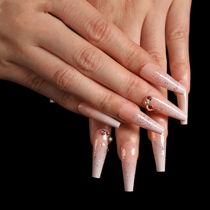 Boxed Ballet Gradient Fake Nails Manicure Wearing Nail Trapezoid Nail Patches Manicure Smashed Diamond Powder