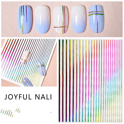 Rainbow Strip Hyuna Same Nail Stickers Nail Stickers Fried Egg Strawberry Flower Nail Decals