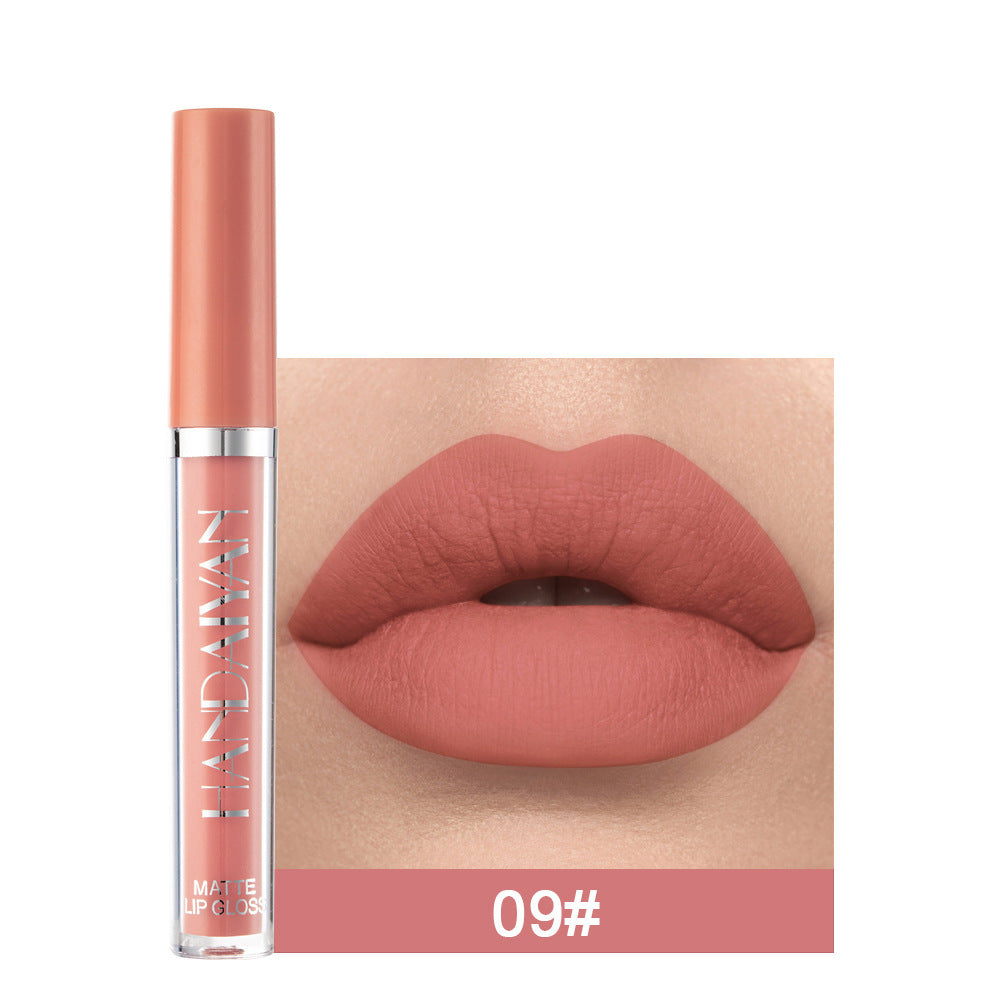 Handaiyan Matte Lip Glaze Rouge à lèvres liquide Mini tube Brillant à lèvres étanche antiadhésif Coupe Brillant à lèvres Véritable