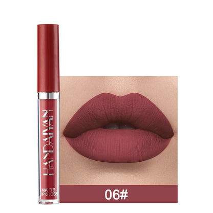 Handaiyan Matte Lip Glaze Rouge à lèvres liquide Mini tube Brillant à lèvres étanche antiadhésif Coupe Brillant à lèvres Véritable