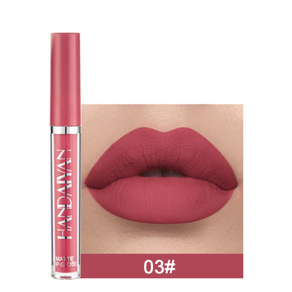 Handaiyan Matte Lip Glaze Rouge à lèvres liquide Mini tube Brillant à lèvres étanche antiadhésif Coupe Brillant à lèvres Véritable