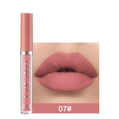 Handaiyan Matte Lip Glaze Rouge à lèvres liquide Mini tube Brillant à lèvres étanche antiadhésif Coupe Brillant à lèvres Véritable