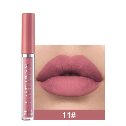 Handaiyan Matte Lip Glaze Rouge à lèvres liquide Mini tube Brillant à lèvres étanche antiadhésif Coupe Brillant à lèvres Véritable