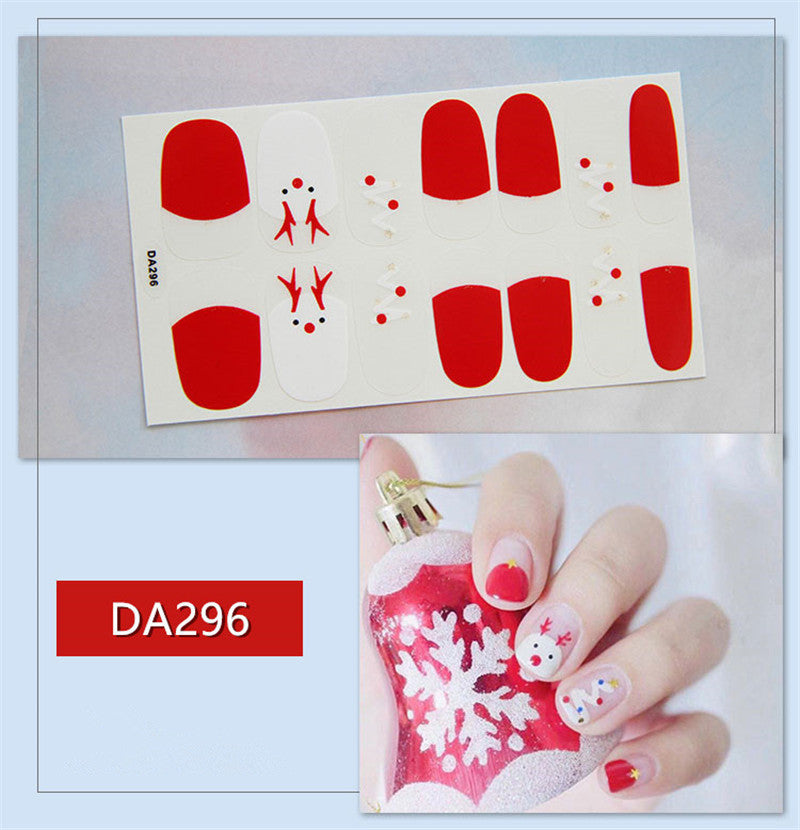 Full Nail Polish Film Net Red Stickers Christmas