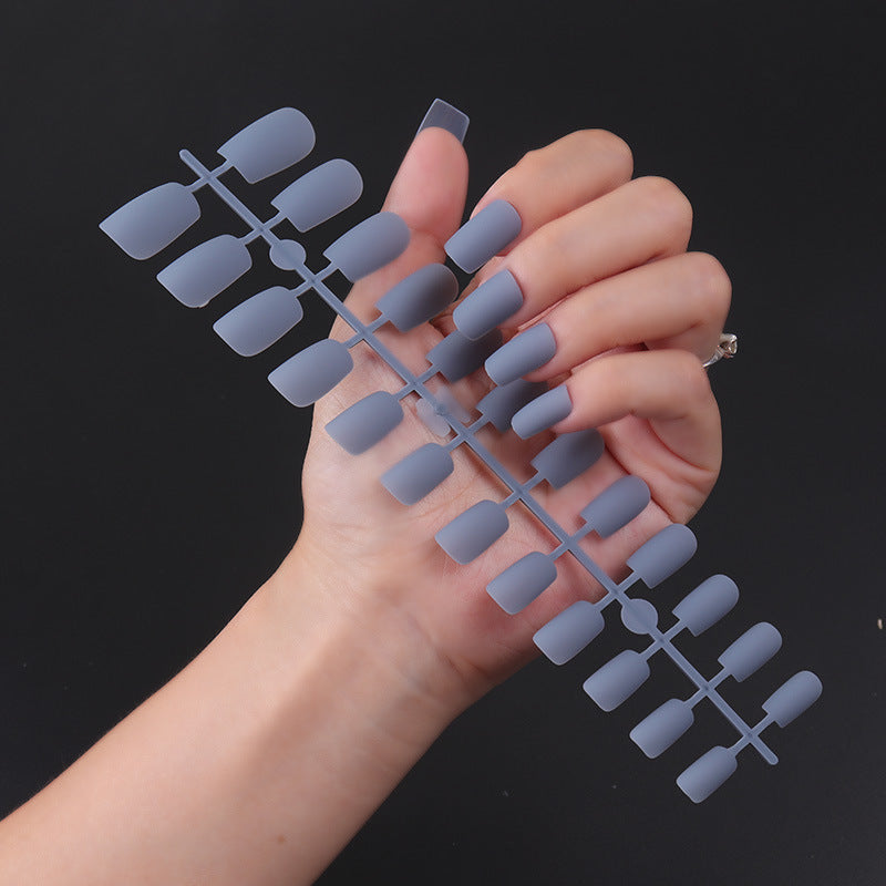 Solid Color Long Square Head Frosted Nail Stickers