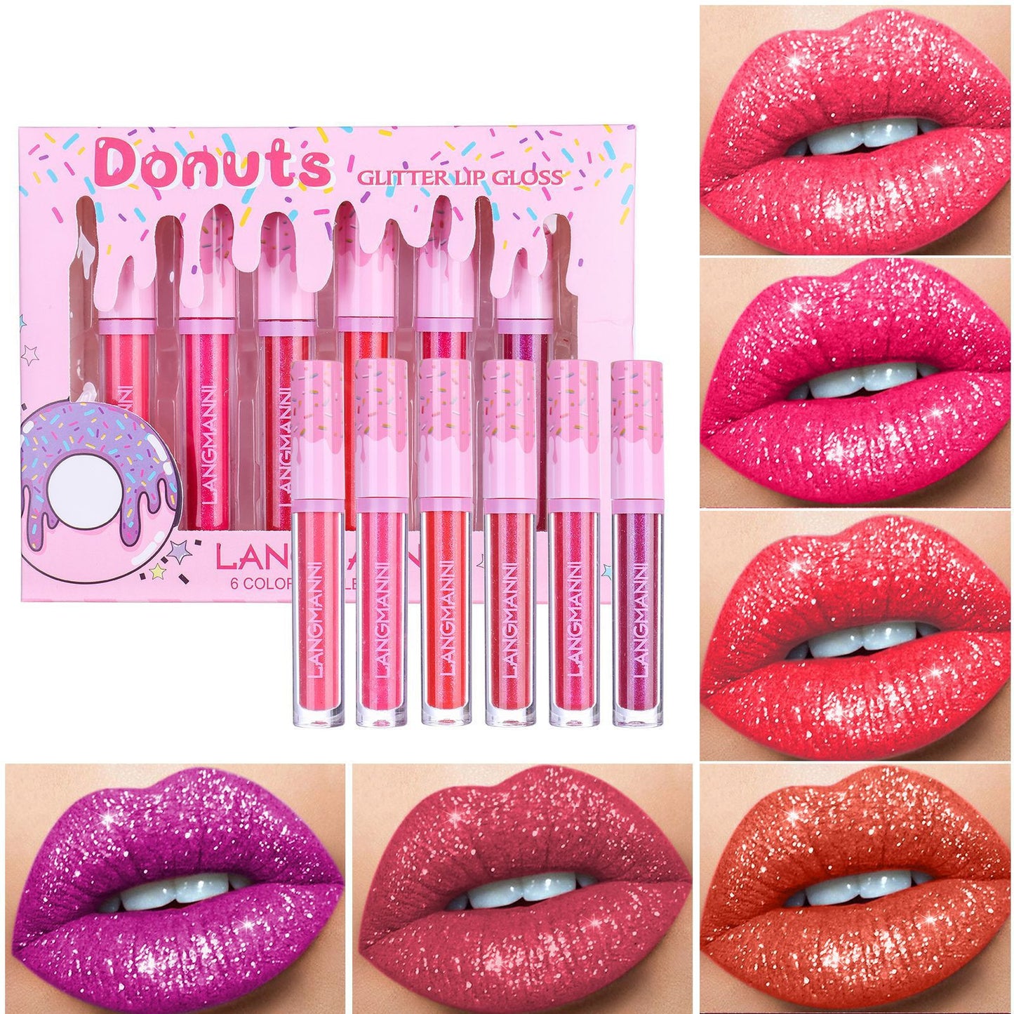 6-piece High Gloss Lip Gloss Set With Diamonds