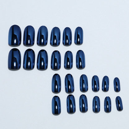 Electroplating Fake Nails Blue Wearable Removable