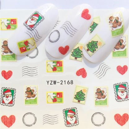 Explosion models Christmas series water transfer nail stickers nail stickers full stickers nail jewelry watermark stickers