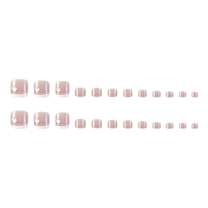 24PCs Fake Nails French Square Nude Natural