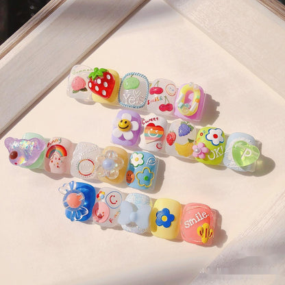 5D Nail Stickers Japanese Adhesive Nail Stickers Colored Fruits And Flowers