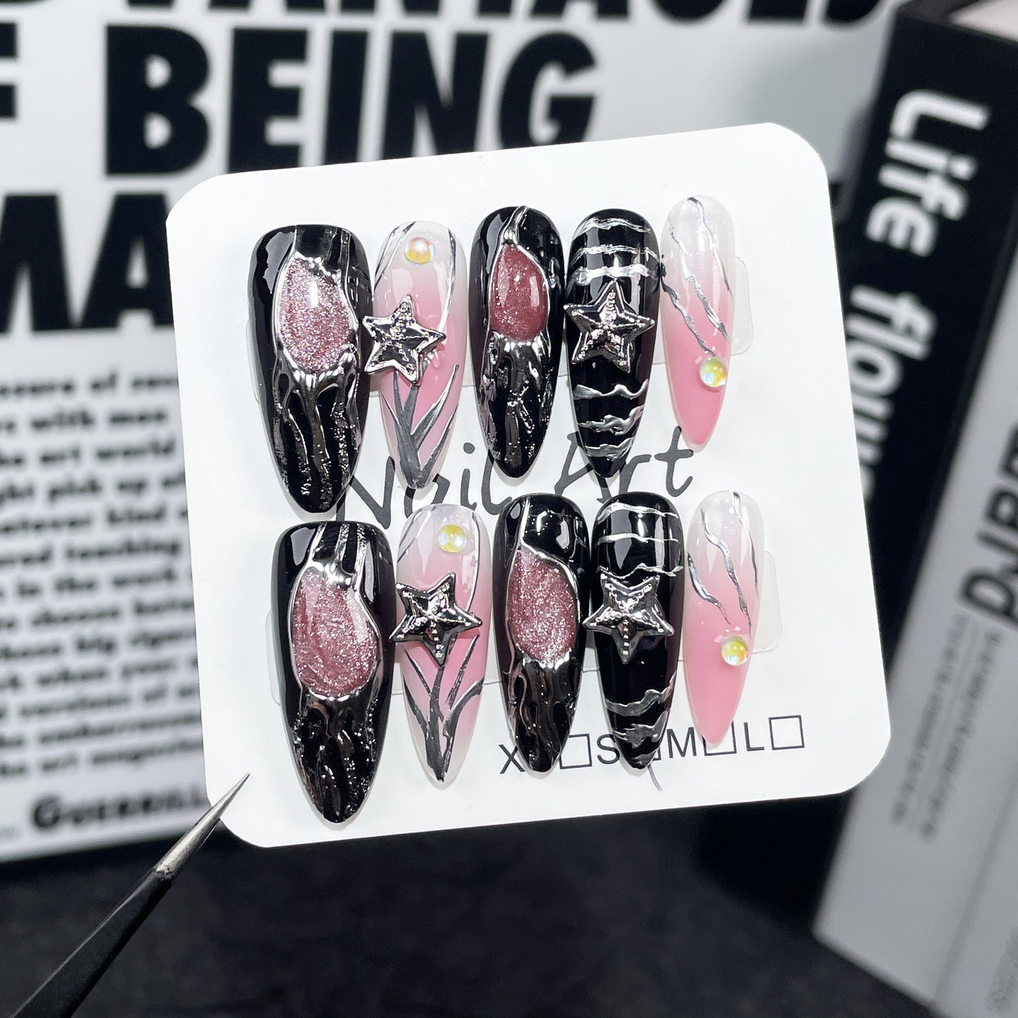 Hot Girl Hand-worn Nail Blush Mid-length Nail Stickers Flashing Personality Wearable Nail Sticker