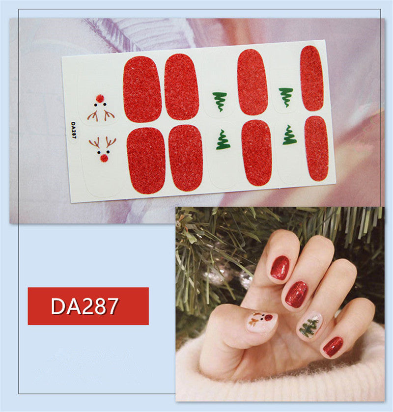 Full Nail Polish Film Net Red Stickers Christmas