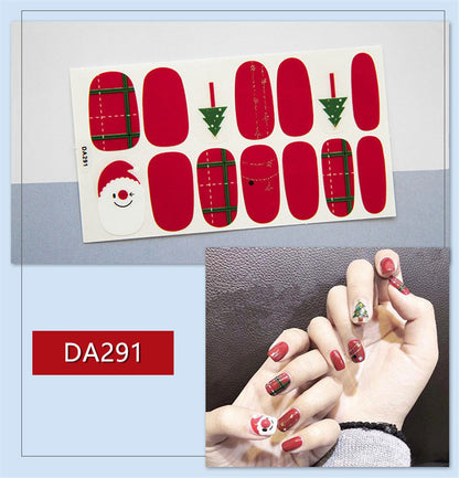 Full Nail Polish Film Net Red Stickers Christmas