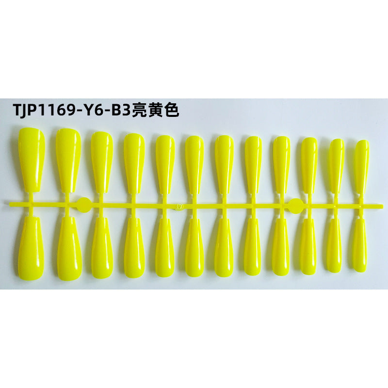 Ultra-Long Pointed Solid Color Strip Wear Nail Tip Semi-finished Nails Bright Oil Fake Nail Patch