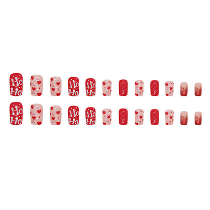 Red Christmas Nail Art Love Glitter Fake Nails Nail Art