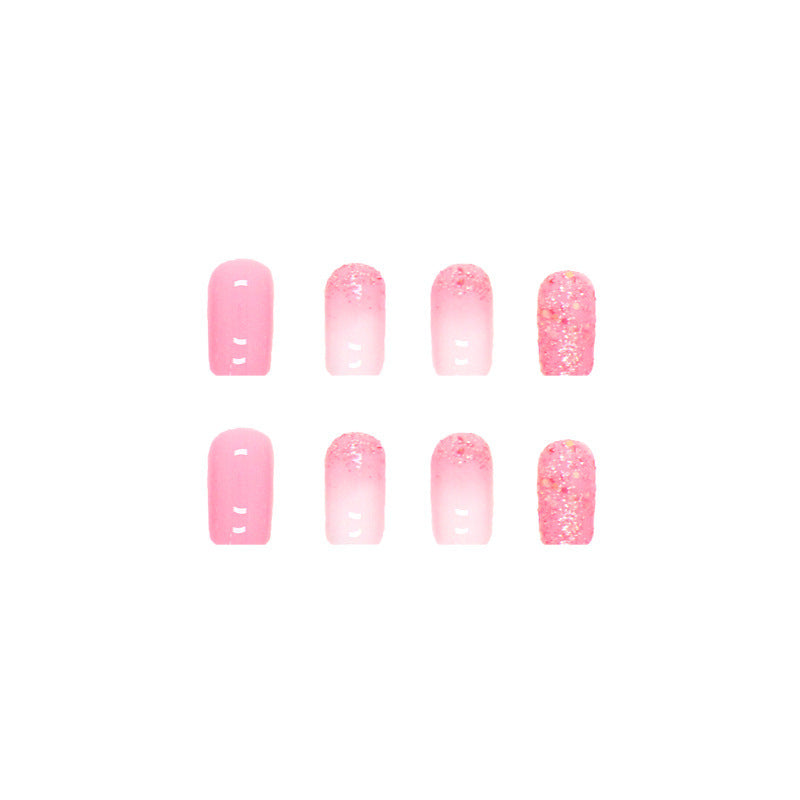 Mid-length Square Fake Nails Shiny Fragments