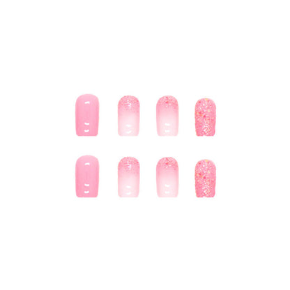 Mid-length Square Fake Nails Shiny Fragments