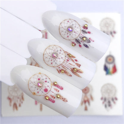 Floral butterfly nail stickers dream catcher nail watermark decal jewelry