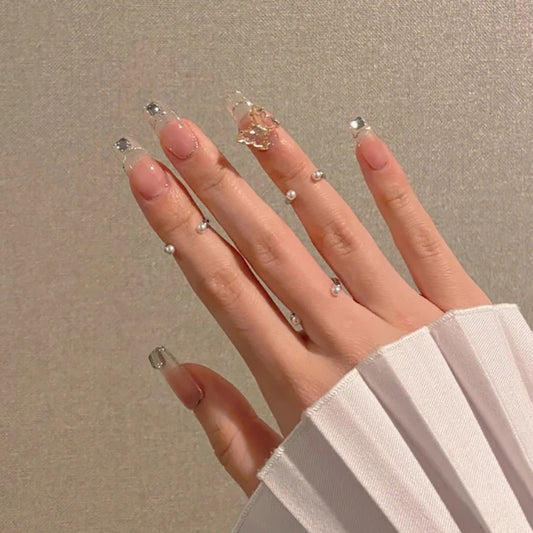 Japanese-style Armor Long Broken Diamond Streamer Fake Nails