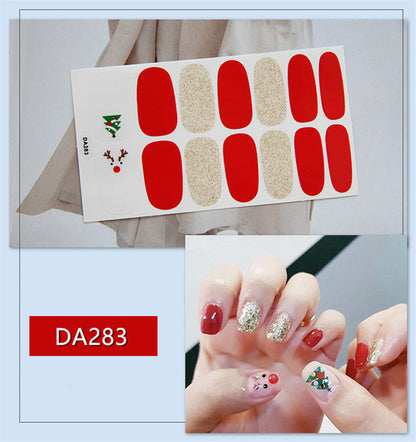 Full Nail Polish Film Net Red Stickers Christmas