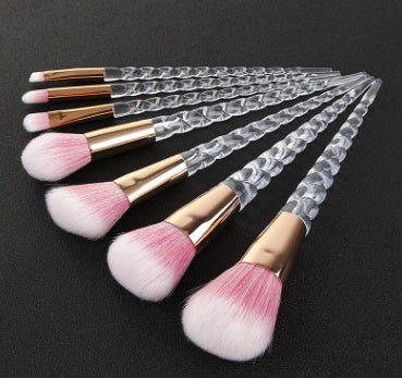 Spot 7 crystal makeup brush transparent spiral handle horn makeup brush makeup tool set new