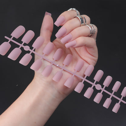 Solid Color Long Square Head Frosted Nail Stickers