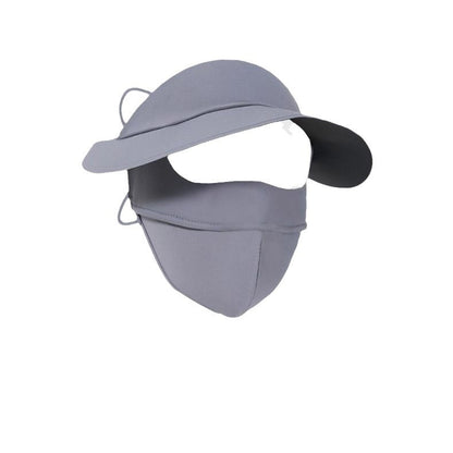 Summer Sun Mask Full Face With Hat Integrated Ice Silk Mask