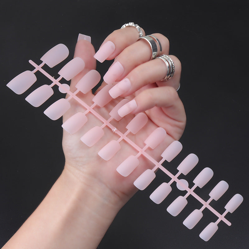 Solid Color Long Square Head Frosted Nail Stickers