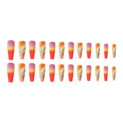 Rainbow Gradient Fake Nails Nail Stickers