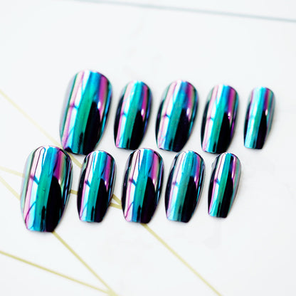 European And American Color Changing Mirror Fake Nails